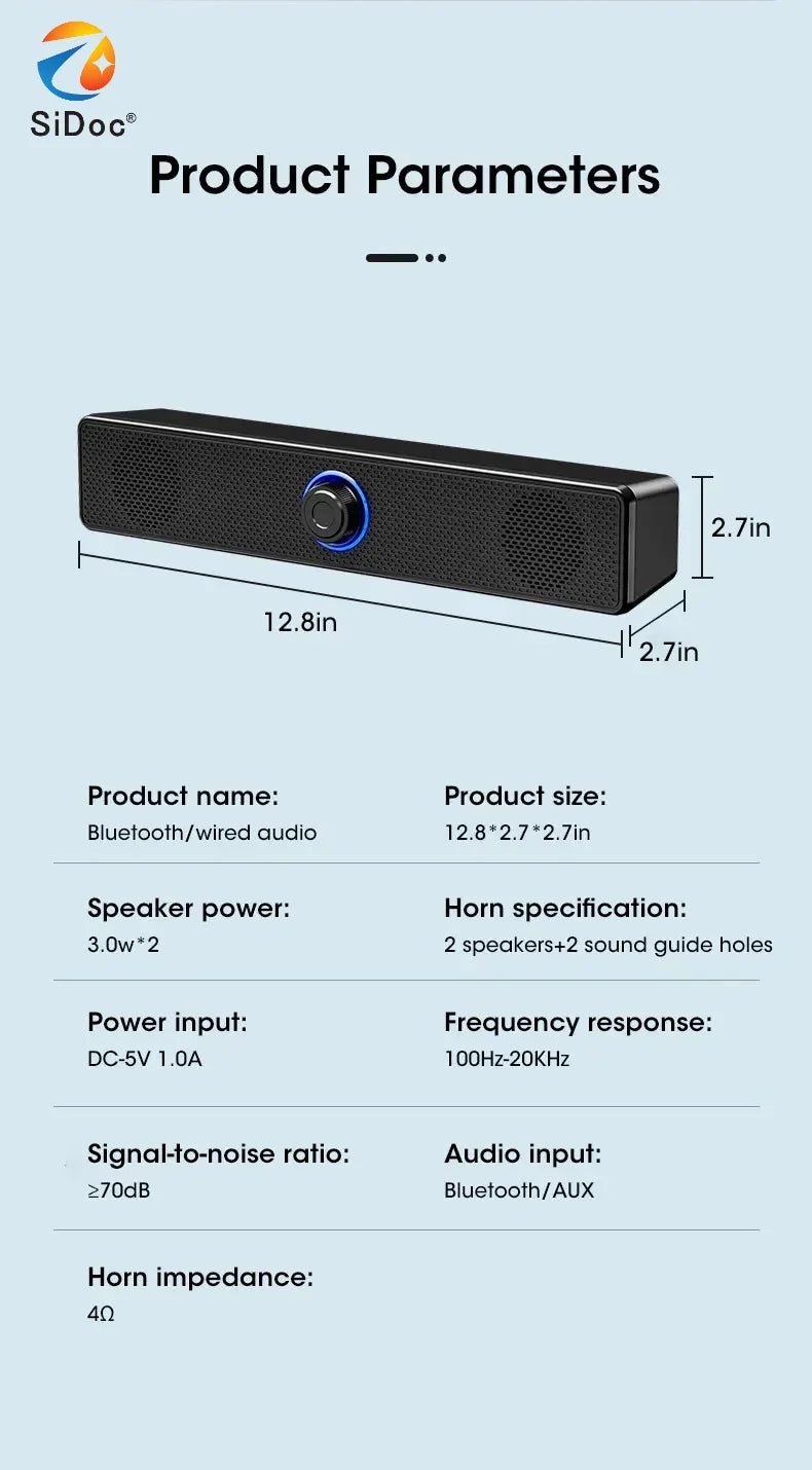 Bluetooth 4D surround speaker, home audio, computer bar speaker, TV subwoofer, wired stereo, strong bass