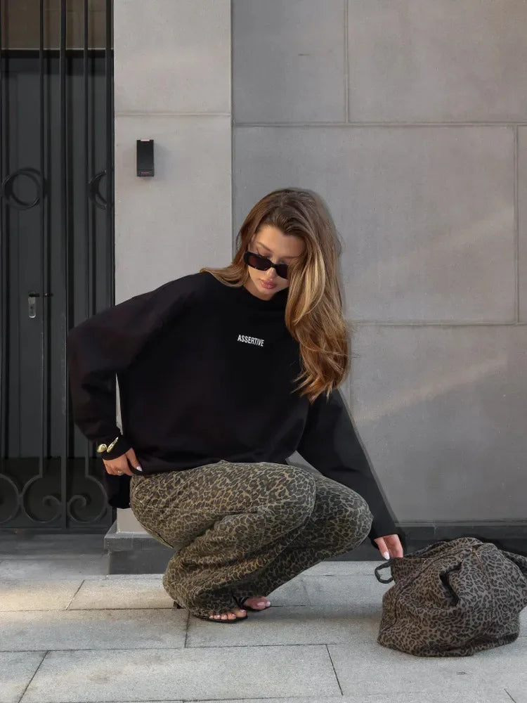 Women's Clothing Spring Loose Solid Color Round Neck Long Sleeve Tops Casual Fashion Simple Style All-match Trendy Comfortable