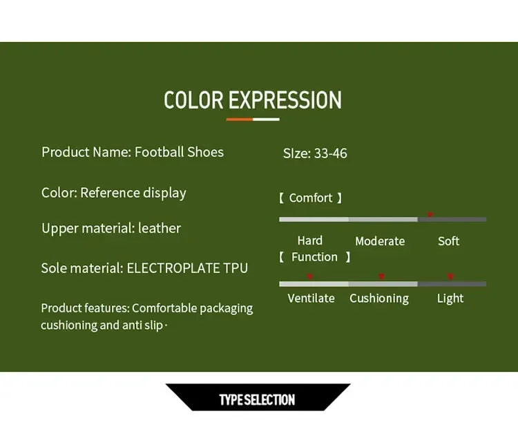 Indoor Competition Football Shoes Outdoor Grass Anti Slip Sports Shoes Light Breathable Casual Shoes Traning Sneakers Teenagers