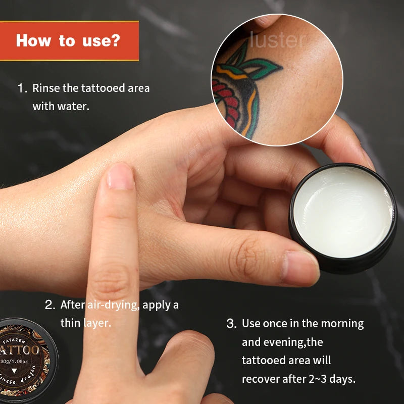 30 جرام من بلسم العناية بالوشم، كريم مرطب ومغذي طبيعي، يعزز اللون ويحميه، لطيف وغير مهيج