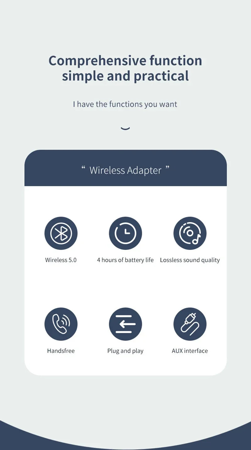 2 in 1 Bluetooth Transmitter Audio Receiver 3.5MM AUX With Mic Handsfree Stereo Music Wireless Adapter For TV PC Car Kit