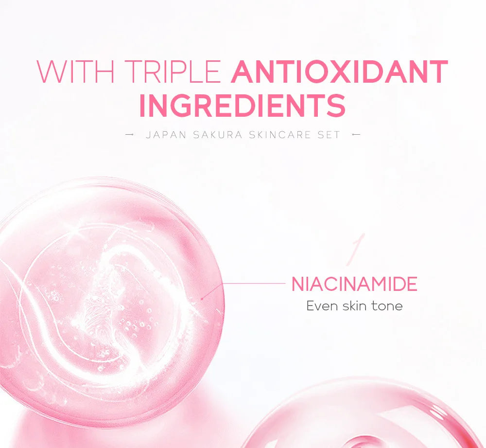 Laikou 6pcs/set Sakura Skin Care Sets Facial Cleanser Moisturizing Eye Creams Face Cream Serum Lotion Skin Care Kit