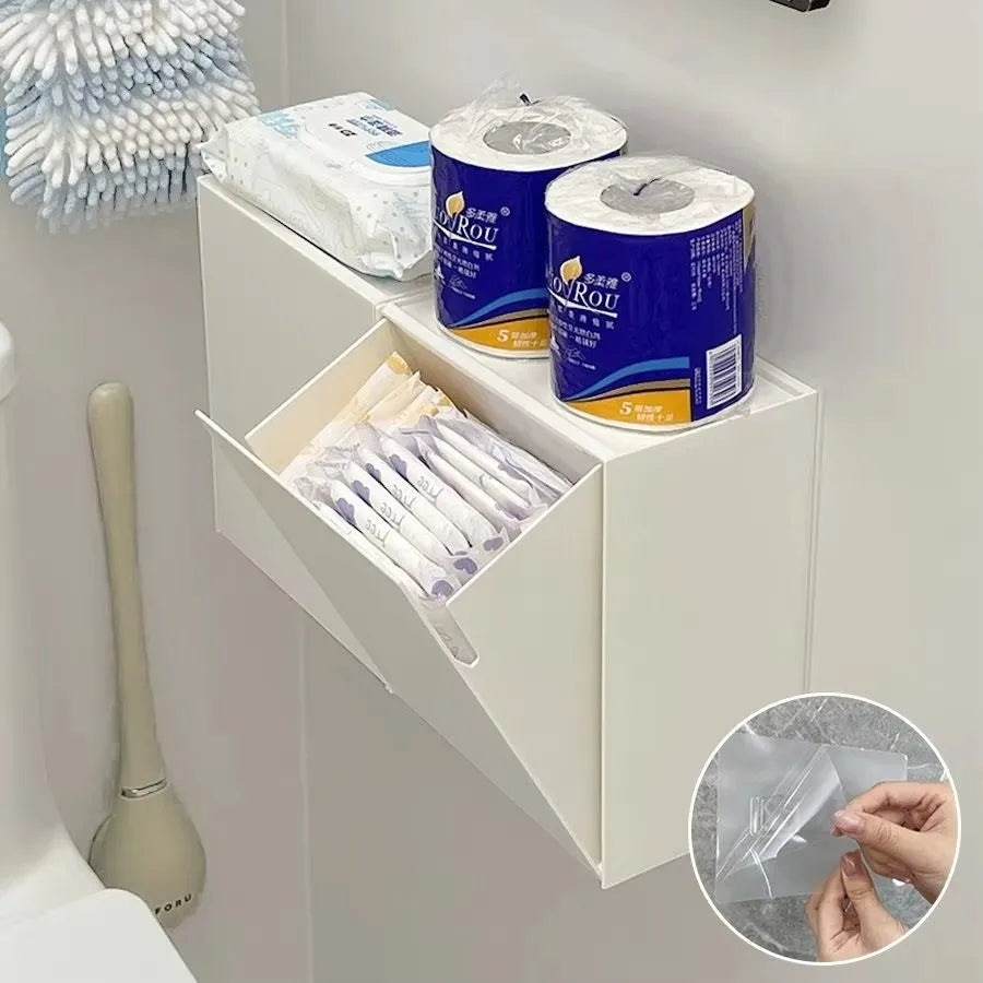 New Storage Box Home Wall Mounted Non Perforated Miscellaneous Convenient Storage Box Bathroom Multi functional Storage Rack