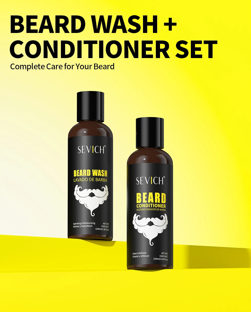 Men's Beard Care Kit Beard Clean Shampoo moisturize Beard Conditioner Beard Wash Natural Beard Care Beard Styling Products