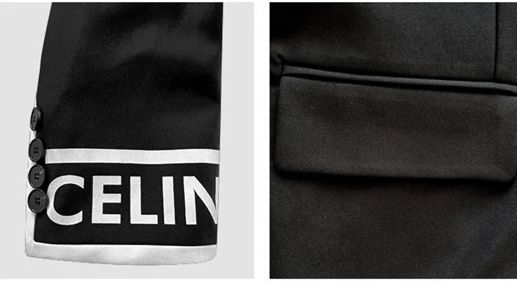 Women Fashion Jacket Wedding Casual Business High Quality Black Blazer Suit Coat Ladies Double Breasted Letter Long Sleeve Tops