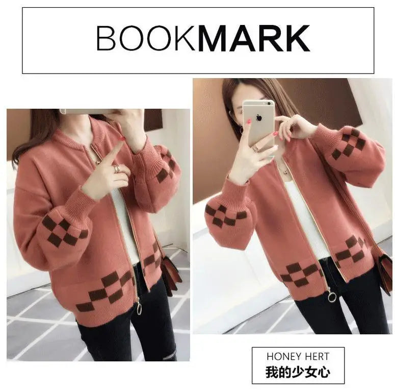 Women's Clothing Vintage Fashion Short Style Knit Cardigan Autumn Winter New Casual Loose O-neck Long Sleeve Sweaters Lady Tops