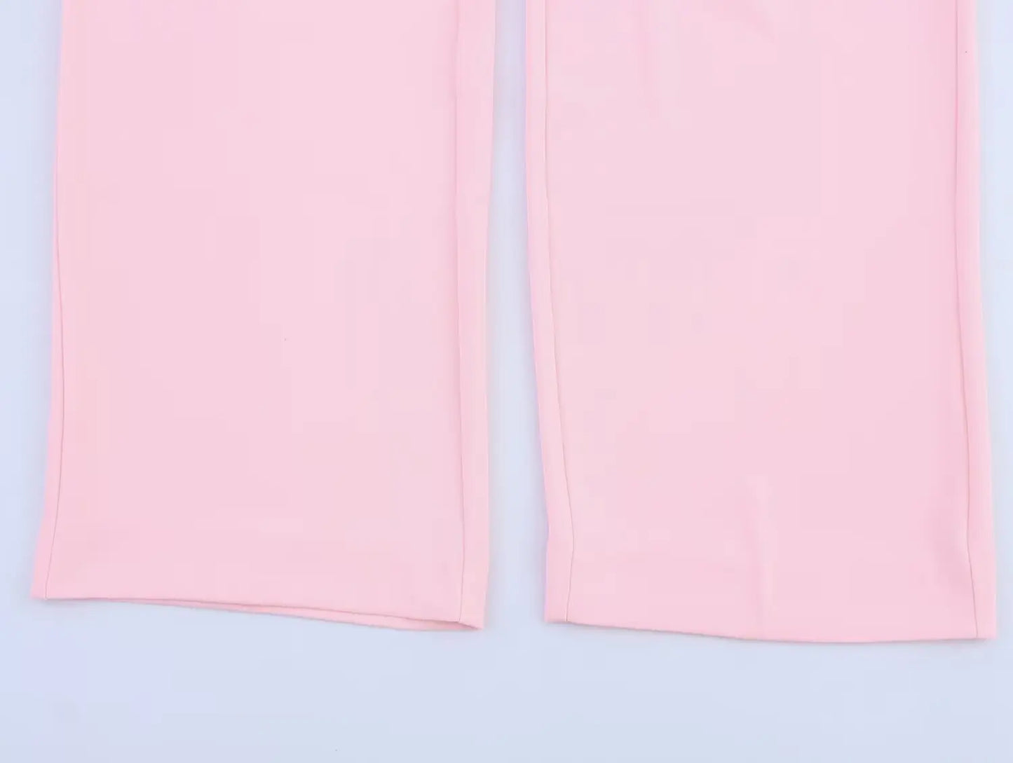 طقم نسائي وردي من HH Fashion، يتكون من سترة ريشية بياقة مطوية وأكمام طويلة وصدر واحد + بنطال طويل بسحاب وجيوب وخصر مرتفع