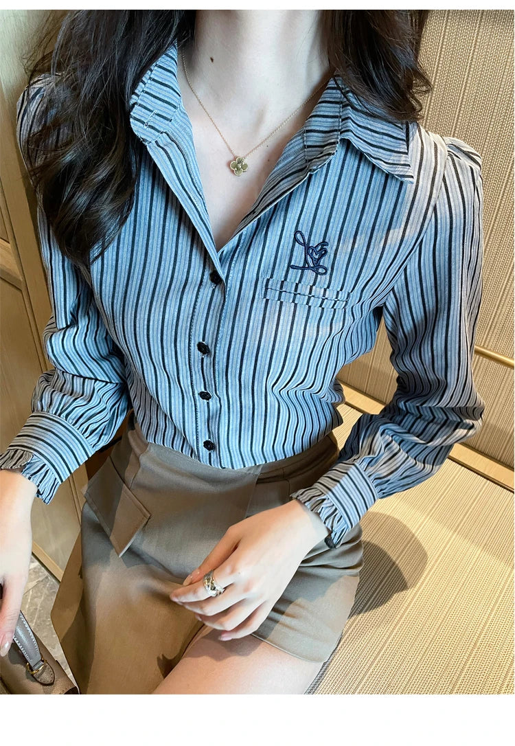 Fashion design Women Blouses for a Chic Look New elegant office ladies striped shirts tops