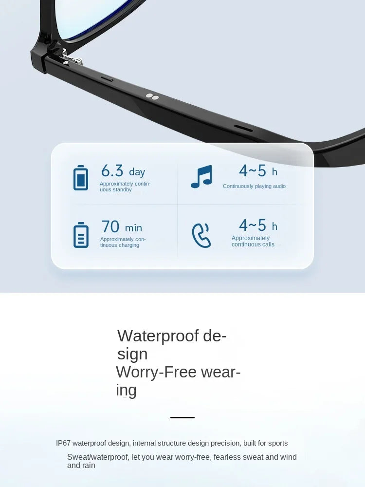 3-in-1 Smart Glasses Open Ear Music Hands-Free Calling Stereo Sound Wearable Headsets Smart Sports Anti-Blue Light Sunglasses