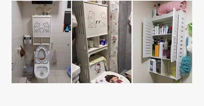 Bathroom Shelving Wood Wall Hanging Storage Rack Cabinet Corner Rack Plastic Elegant Modern Home Furniture Organization Holders