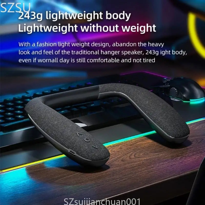 مكبر صوت 5.3 قابل للارتداء ومتوافق مع تقنية البلوتوث مع صوت محيطي ثلاثي الأبعاد وبطارية طويلة للاستخدام في المنزل والمكتب والاستخدام الخارجي