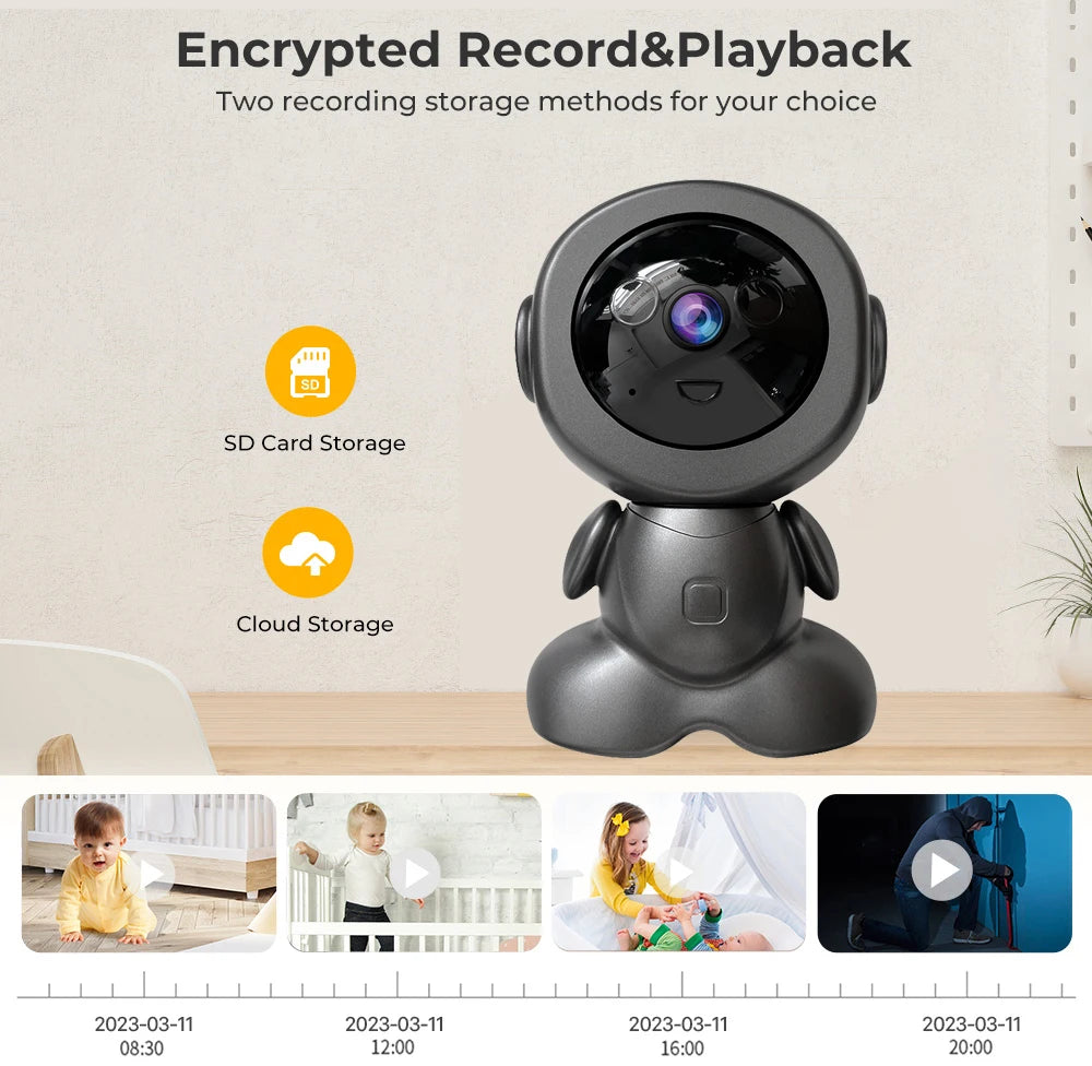 Mini WiFi IP Camera Wireless Indoor Robot Baby Monitor Two Way Audio Motion Detection Video Camara V380 CCTV Security Protection