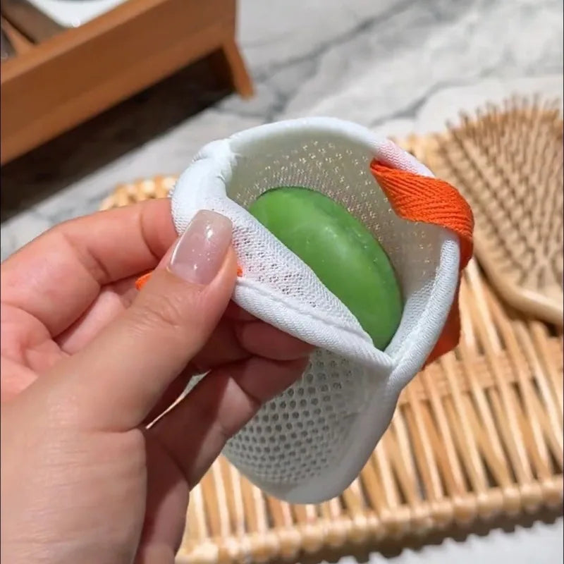 حقيبة شبكية للعناية الشخصية بالصابون مع حبل تعليق، حامل استحمام وسفر سريع الرغوة، شبكة حمام، فرشاة زهور، ملحقات الحمام