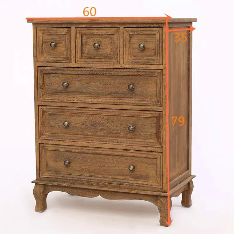 Solid Wood Chest of Drawers American Storage Lockers Living Room Bedroom Bedside Corner Cabinet European Chest of Drawers