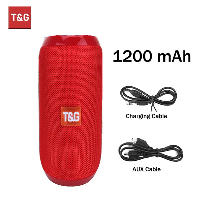 مكبر صوت بلوتوث T&amp;G TG117 محمول TWS صندوق صوت مقاوم للماء مكبر صوت محيطي ستيريو خارجي يدعم TF راديو FM