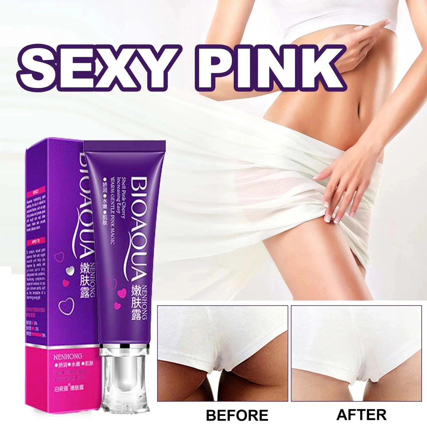 كريم تبييض المناطق الحساسة للجسم، مصل الجسم الوردي، تفتيح الميلانين، تحت الإبطين، الوركين، الفخذين الداخليين، تفتيح وإصلاح العناية بالأجزاء الخاصة