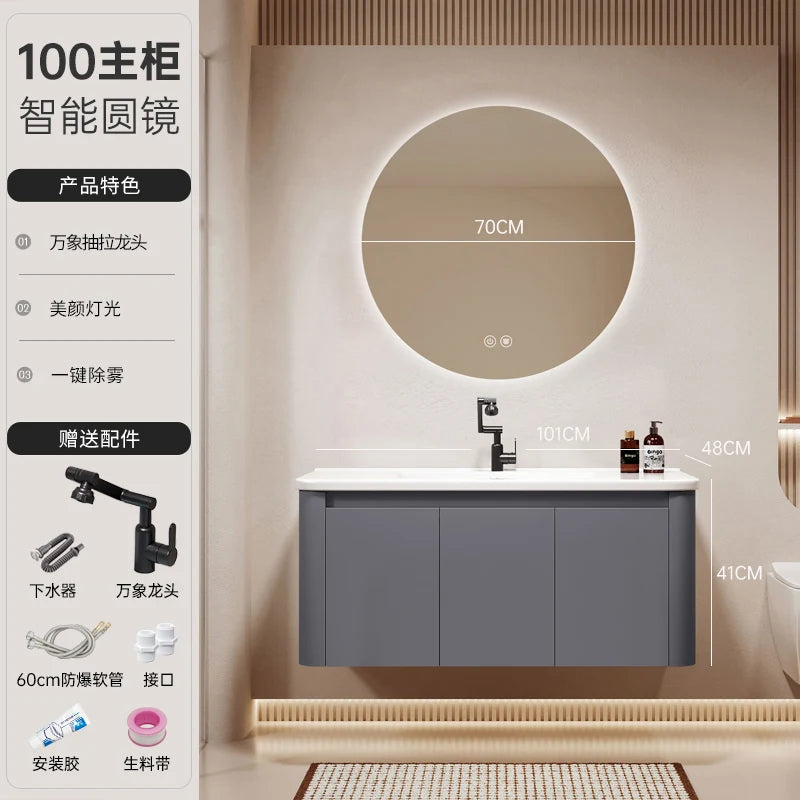 Standing Storage Bathroom Cabinet Shelf Light Mirror Organizer Bathroom Cabinet Vanity Shower Rack Banyo Dolabi Furniture