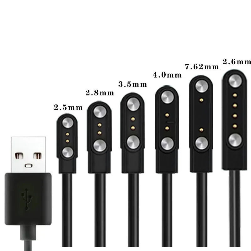 محول شاحن ساعة ذكية مزود بدبوسين و4 دبابيس وكابل شحن USB لساعة ذكية للبالغين/الأطفال وملحقات سلك شحن الطاقة
