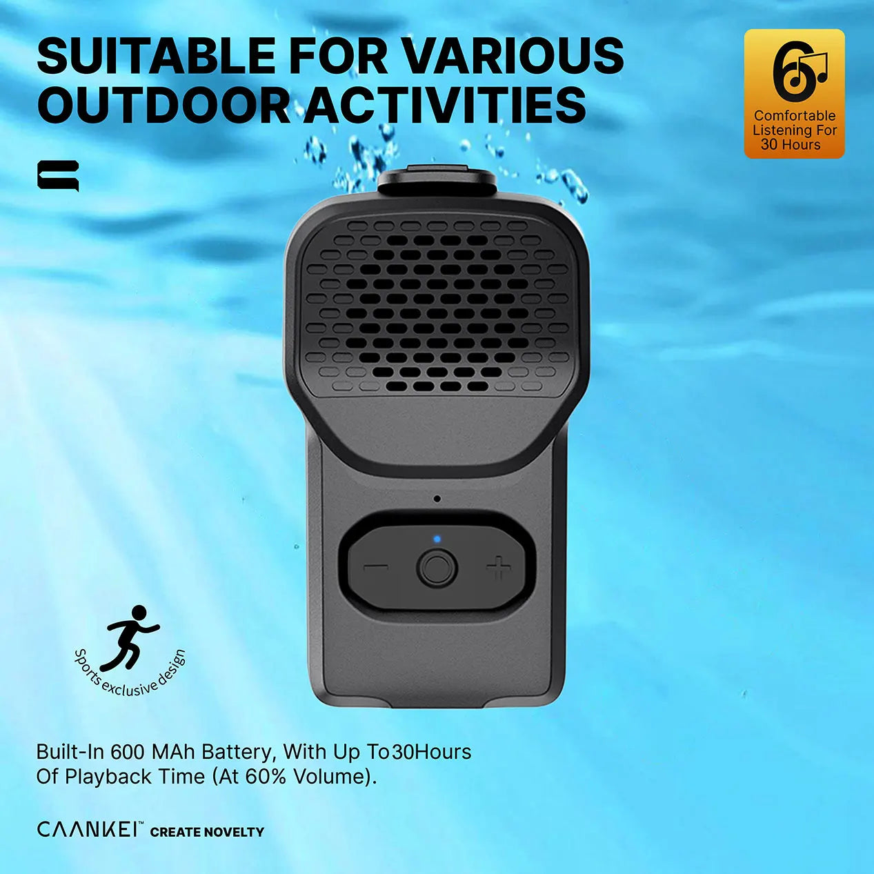 Bluetooth Wireless Wearable Speakers Waterproof IPX7 Outdoor Sports Speaker Mini Sound Microphone Built-in Mic Call Sound Box