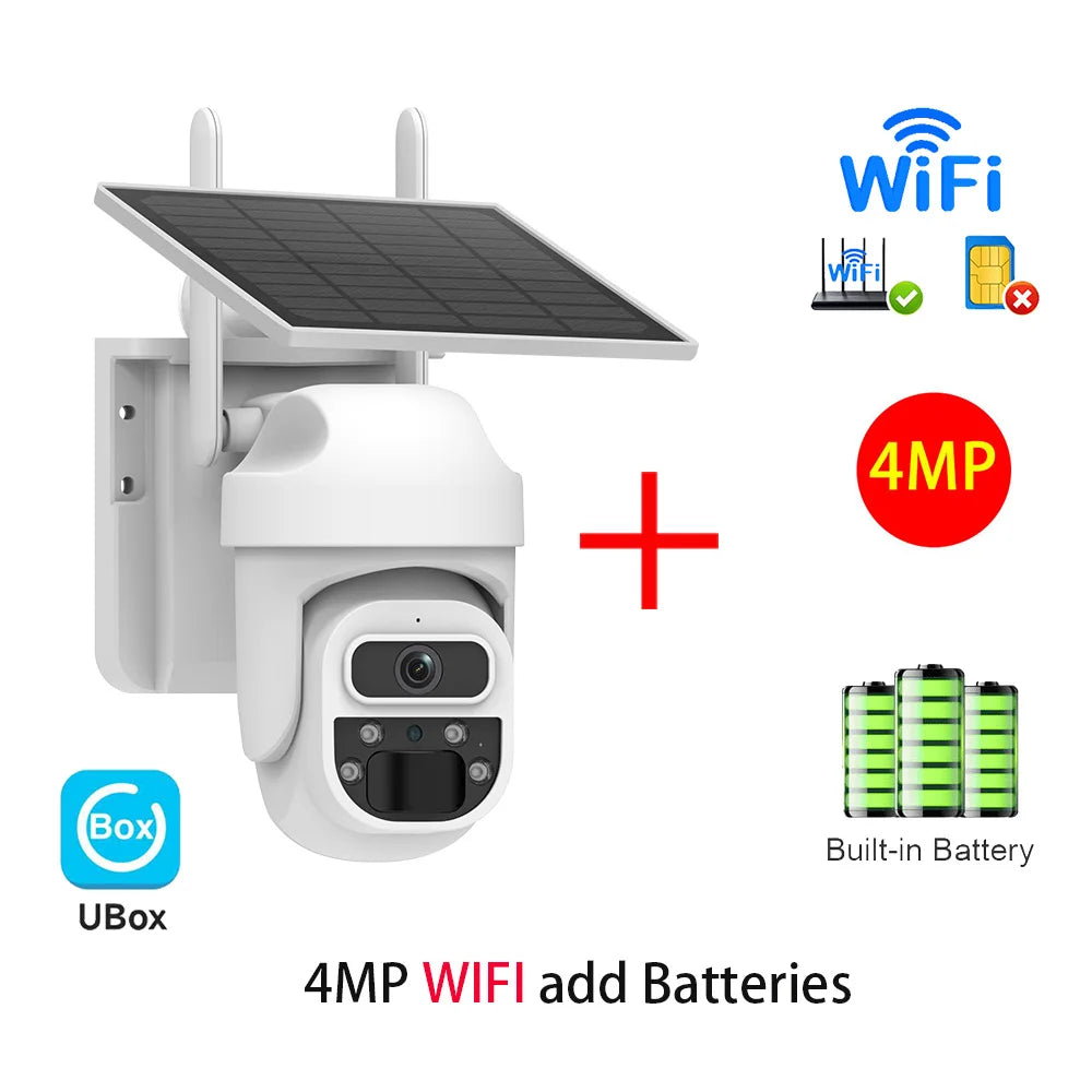 INQMEGA 8MP 4K Solar Wirelesss IP Camera With Battery Outdoor HD 4MP Dual Lens WiFi IP Camara Solar Panel CCTV Security Factroy