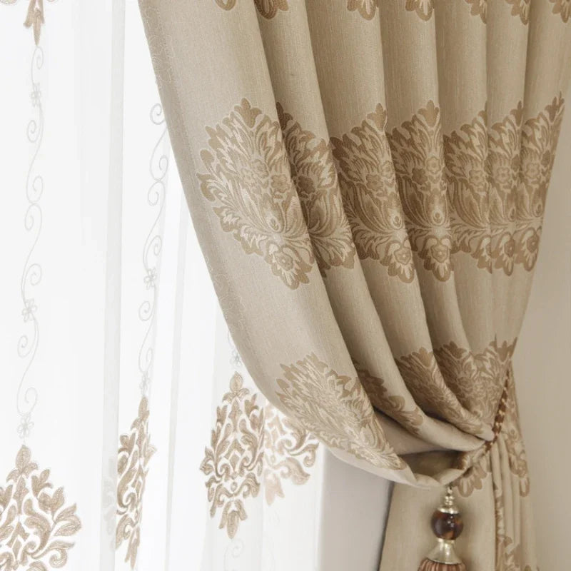 European Curtains for Living Dining Room Bedroom Decorative Fabric Court Luxury Luxury Atmosphere Jacquard Blackout