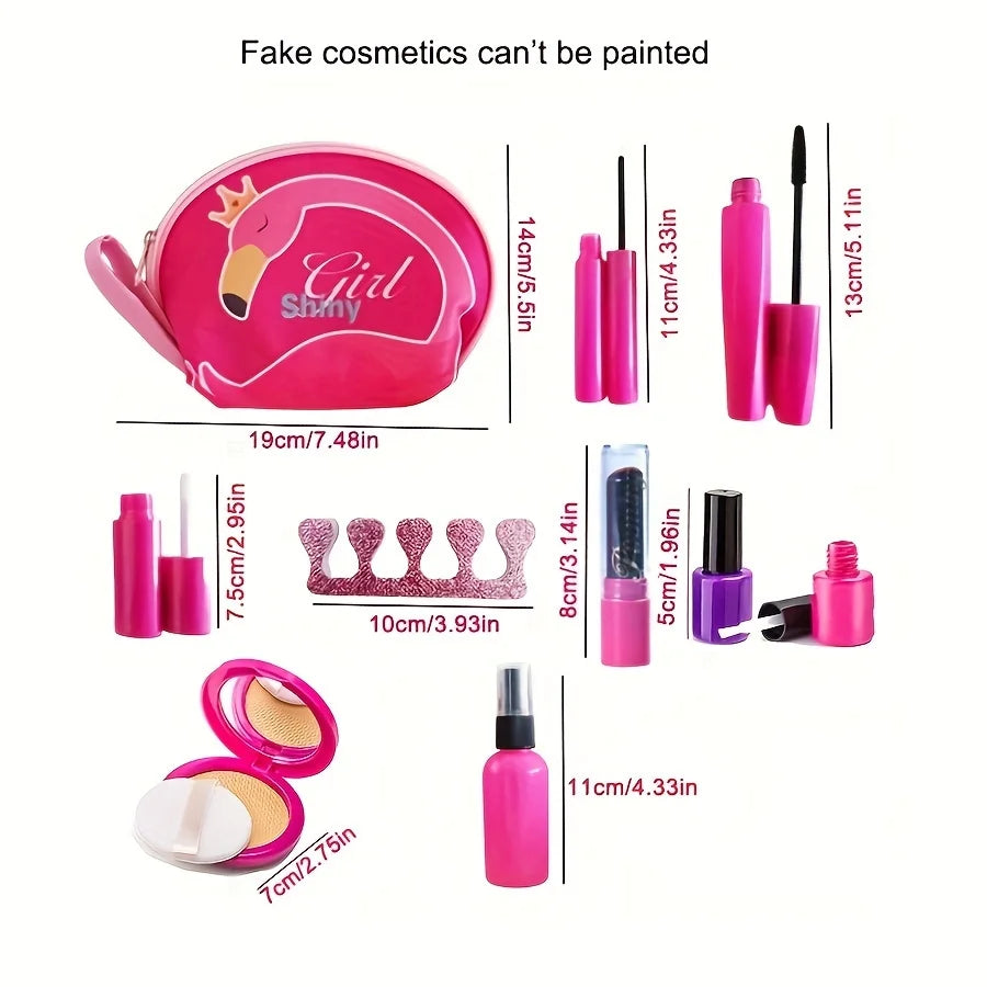 مجموعة مكياج تظاهرية للبنات مع حقيبة مستحضرات تجميل، لعبة بيت مكياج، مجموعة سفر للهاتف المحمول، مجموعة تجميل الأظافر، أحمر الشفاه، لعبة ممتعة