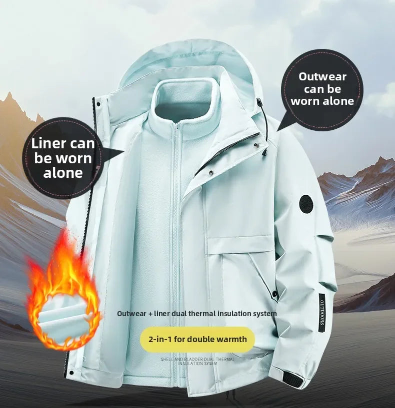 Jacket men's jacket jacket autumn and winter jacket three-in-one outdoor sports jacket fleece jacket inner jacket jacket