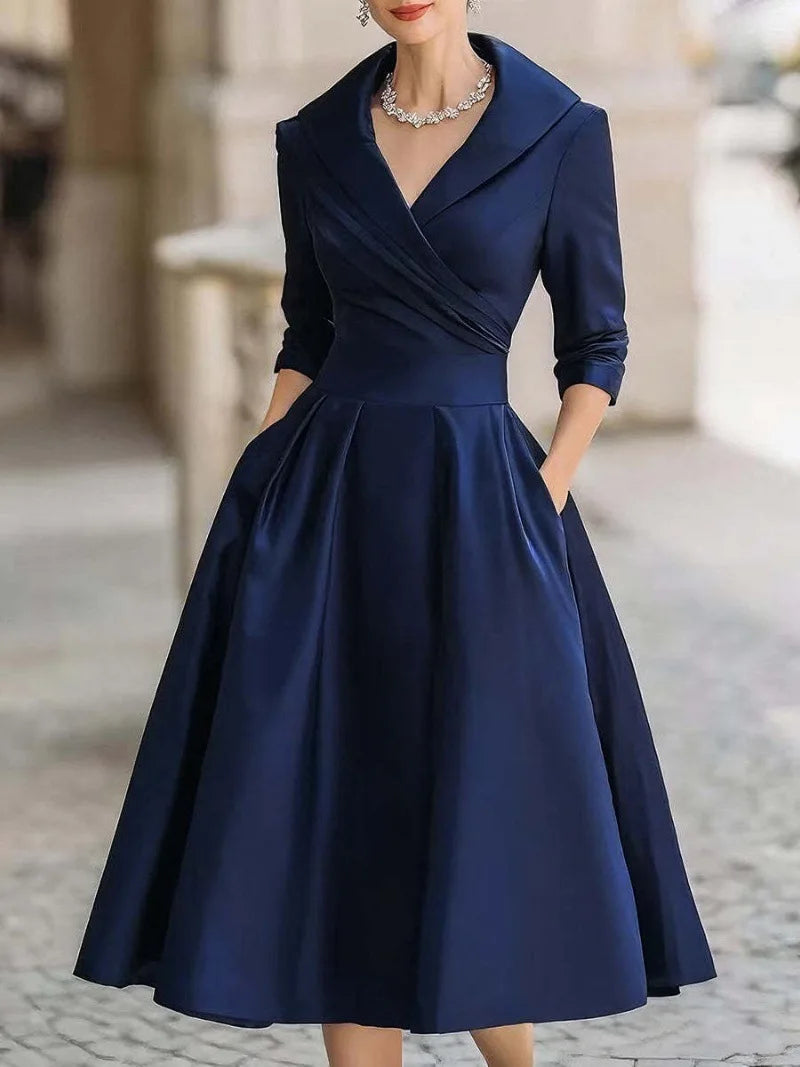 Women's Fashion Dress New Style V-neck Waist-hugging Makes You Look Slim And Elegant Long Sleeves Maxi Prom Dresses  For Women