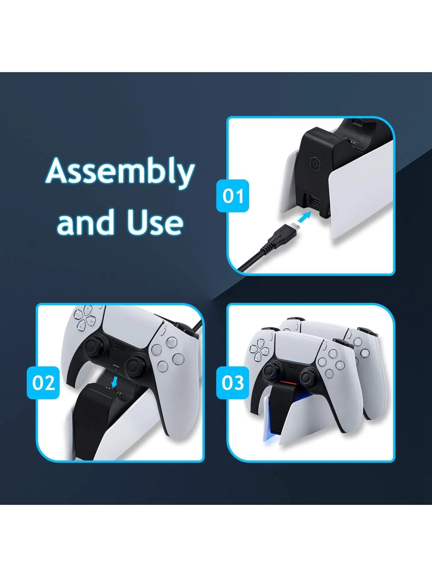 Game Wireless Charging Station for PS5 with Dual Fast Charger Dock and LED Charging Indicators SwiftNest