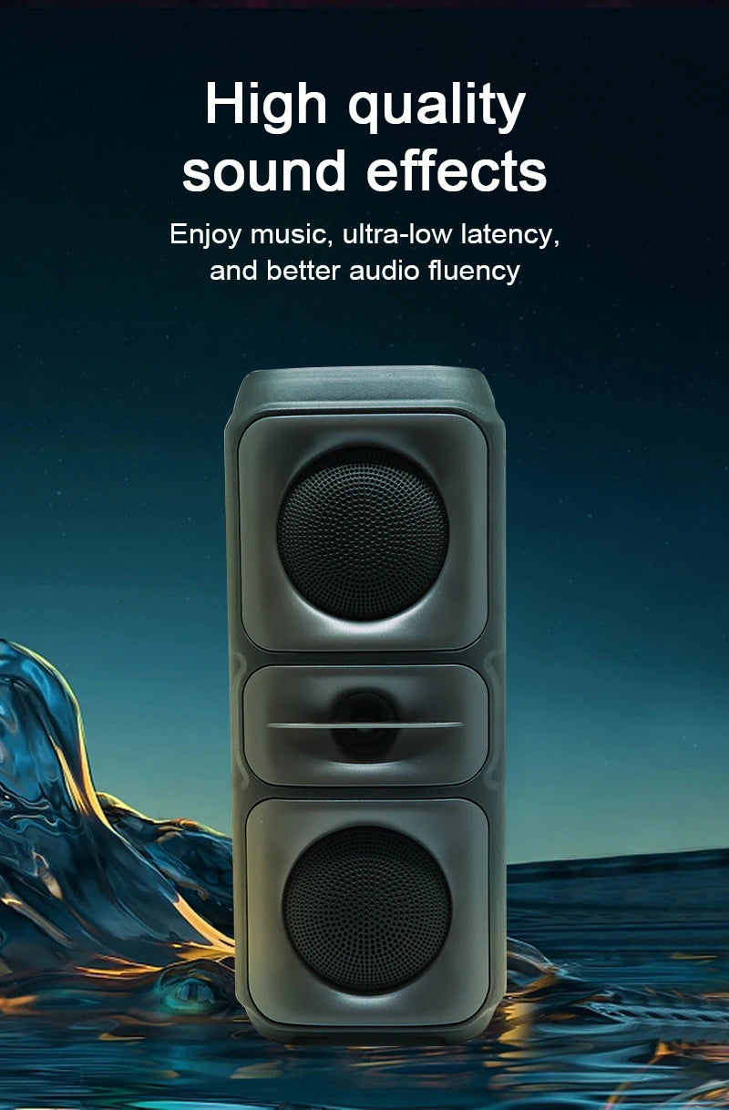 Super Large Outdoor Bluetooth Speaker RGB  Karaoke Double Horn Subwoofer Portable Wireless Column Bass Sound supports FM/TF