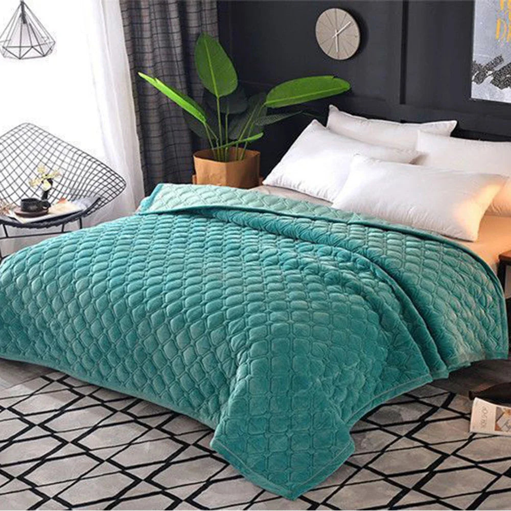 Home Textiles Flannel Bedspread Geometric Quilted Bed Linens Bedspreads for Winter Warm Flat Sheet Blanket Cover Coverlet 이불 이불