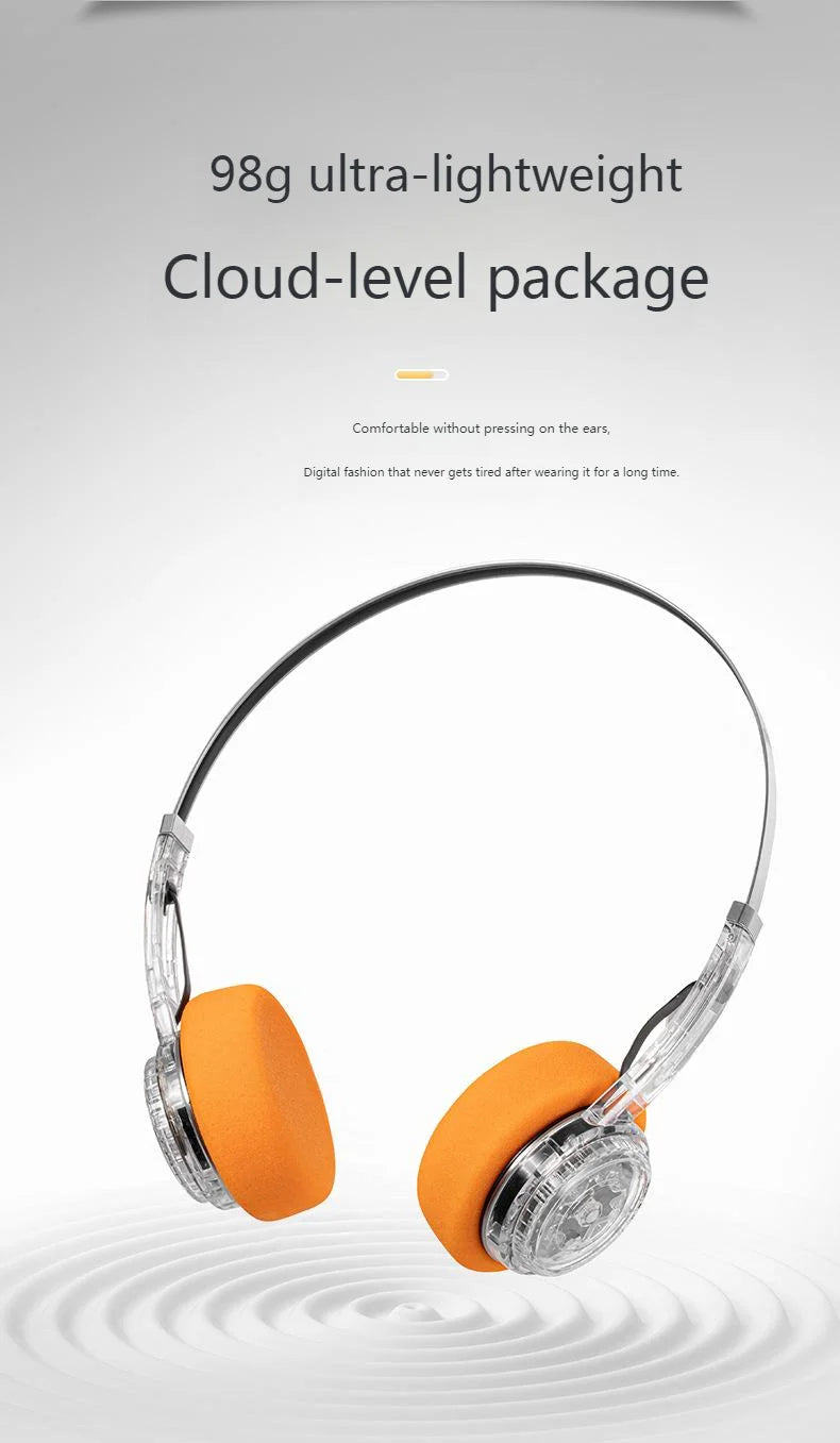 Bluetooth Headset Light Weight Retro Style Rechargable Small Head Long Battery Life Rotary Switch Headphone Cool Beautiful