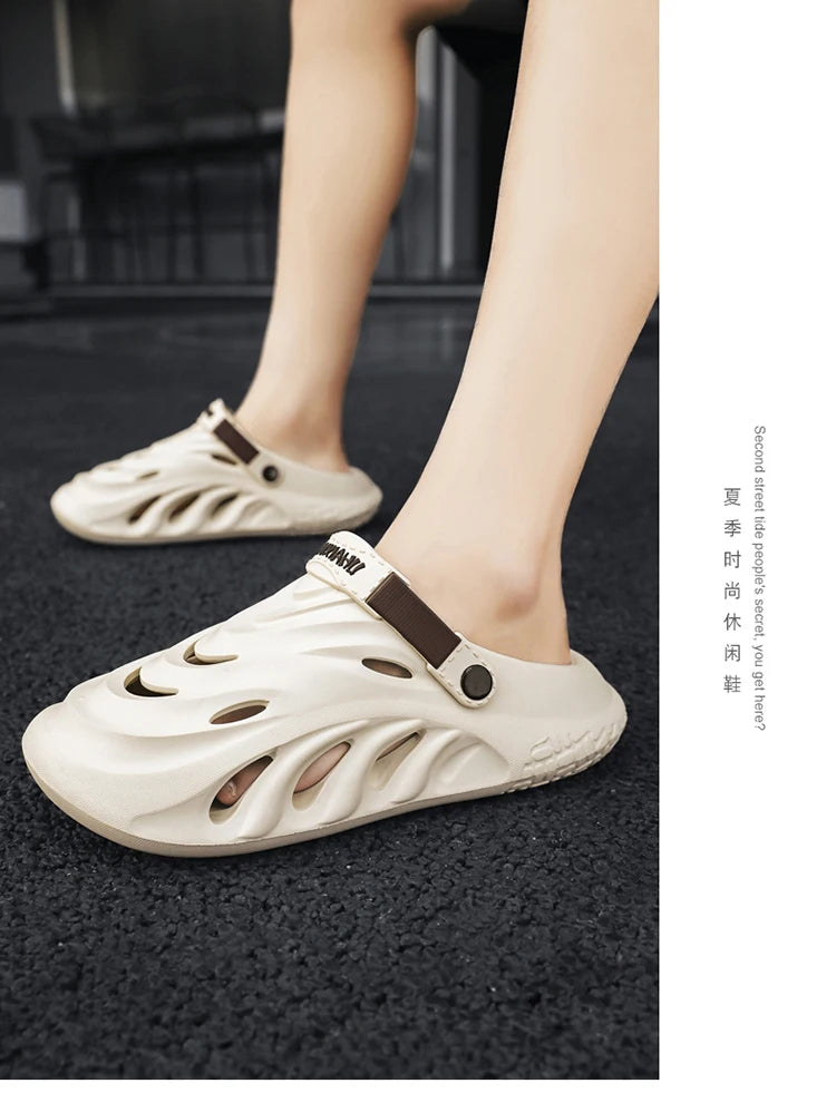 Fashion Men's Sandals Soft EVA Clogs Fashion Thick Sole Couples Beach Slippers Casual Slide Hole Shoes