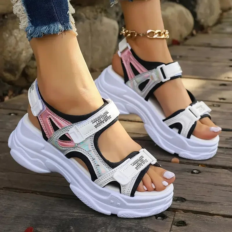 New Summer Fashion Comfortable Wear-resistant Thick-soled Height-enhancing Sandals Non-slip Beach Casual Sports Shoes for Women
