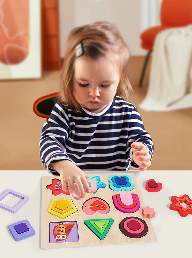 Toddlers 3D Wooden Puzzles Educational Toys Montessori Toys for Kids Educational Games Shape Intelligence Toys Children's Gifts
