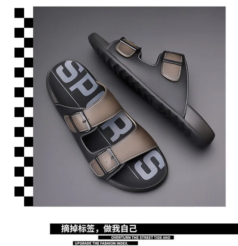 Men's Slippers Original Designer Casual Sandals Luxury Genuine Leather Slippers Outdoor Beach Slippers for Men Summer Flip Flops