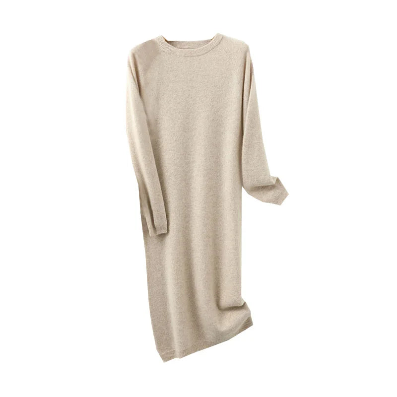 2022 Autumn Winter New Women Fashion Dress 100% Wool Warm Sweater Dress Long Sleeve Knitted Pullover Female Casual Dresses SwiftNest