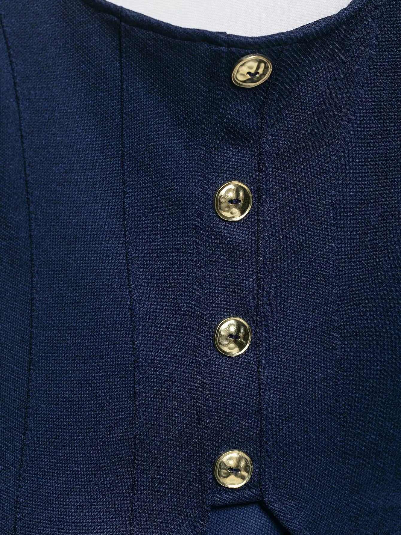 Women's Fashion With Metal Buttons Vest Square Collar Wide Straps Waistcoat Chic Tops