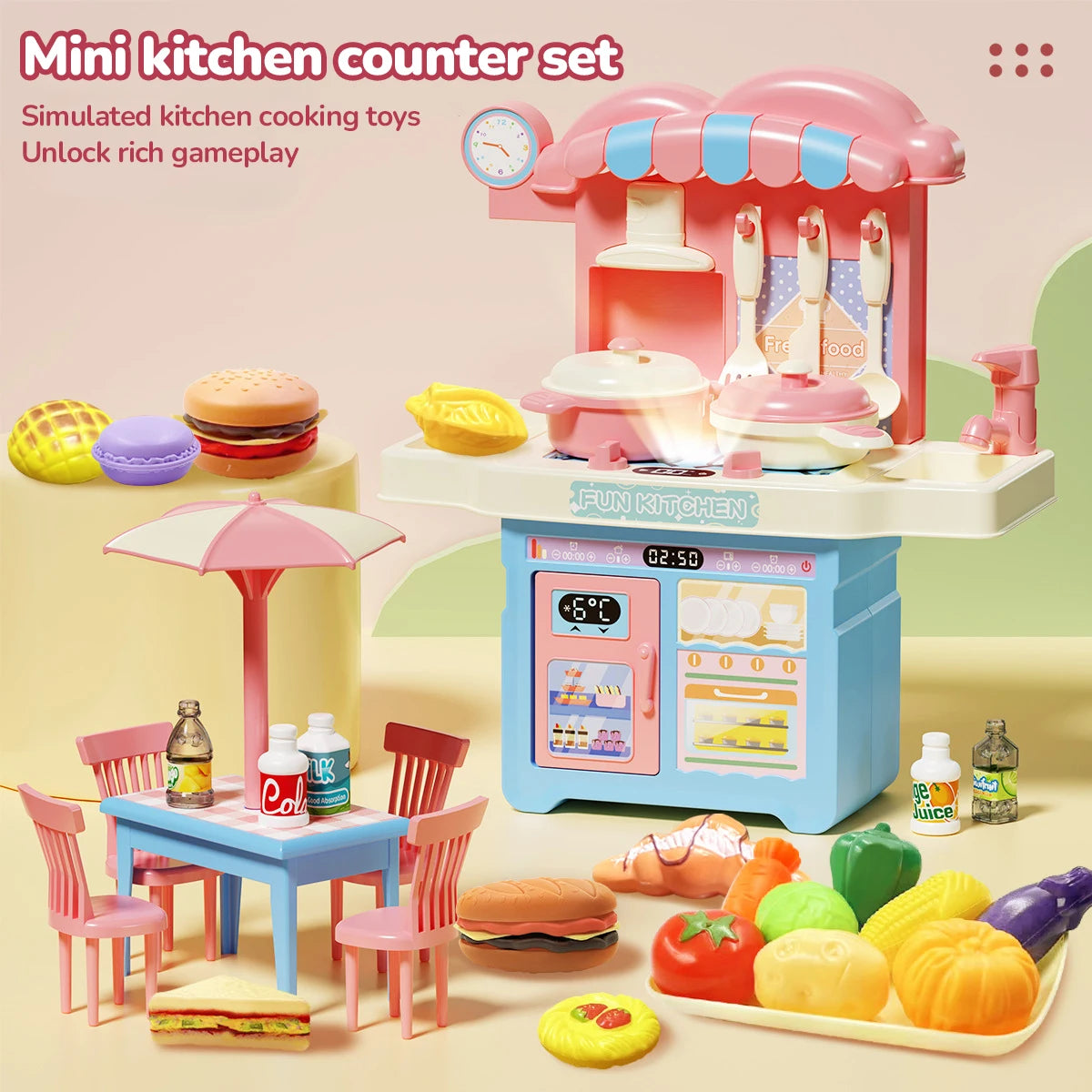 Kids Pretend Play House Simulation Kitchen Appliances Playset Juicer Mixer Vacuum Toaster Set Household Educational Toys Xmas