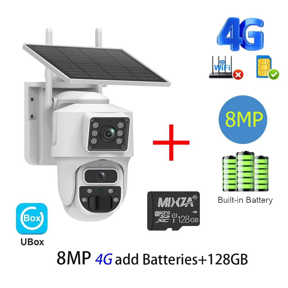 INQMEGA 8MP 4K Solar Wirelesss IP Camera With Battery Outdoor HD 4MP Dual Lens WiFi IP Camara Solar Panel CCTV Security Factroy