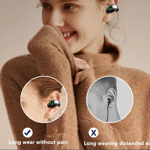 Bluetooth Headset With Microphone Ear Clip Headphone TWS Wireless Earphone Single In-Ear HD HiFi Stereo Touch Control Sports New