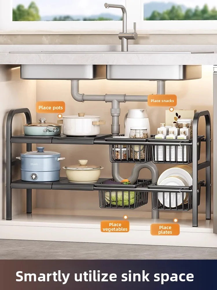 Kitchen Sink Expandable Storage Ra Creative Cultural Dining Utensils Multi-Function Pot Holder Metal Material Chinese Sle