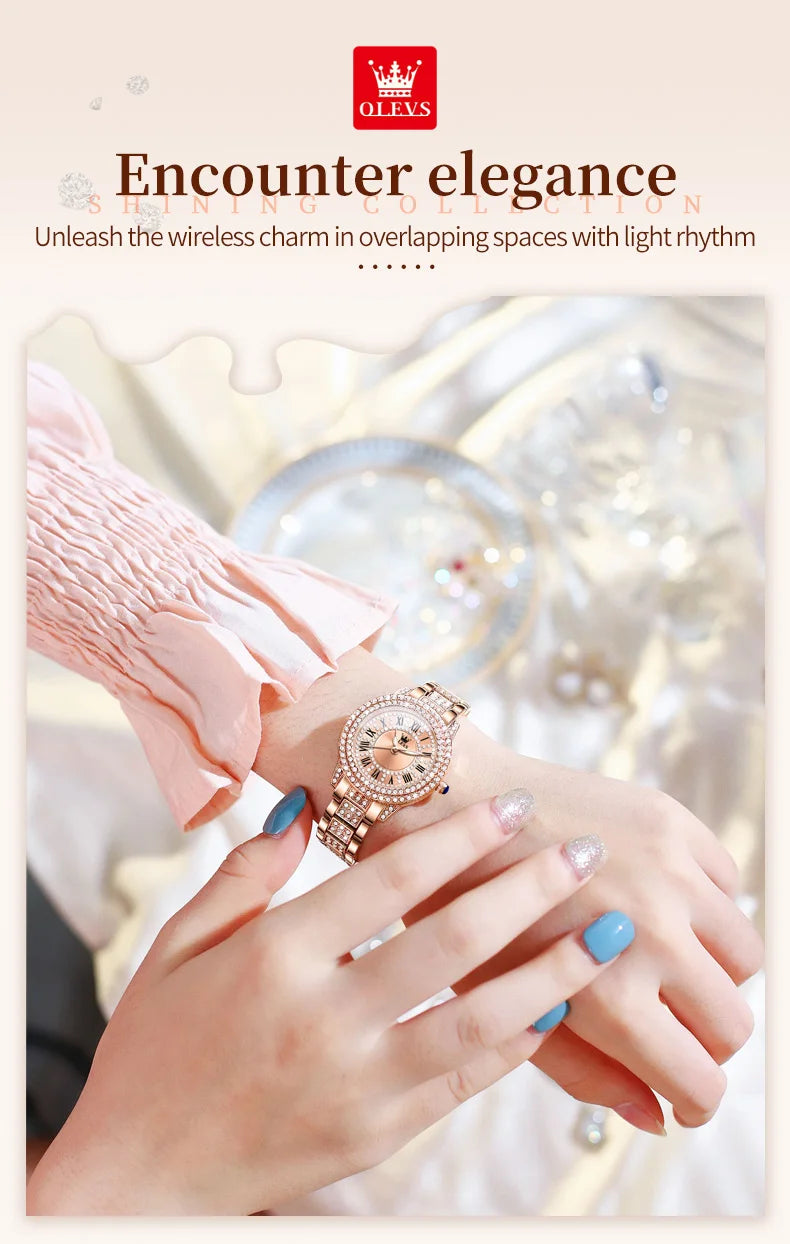 OLEVS 9943 Luxury Elegant Women's Watches Full Diamond Dial Waterproof Fashion Quartz Watch for Ladies Original Authentication SwiftNest