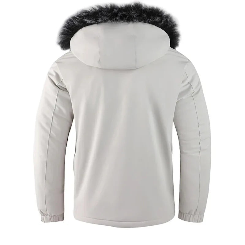 Men's Fall and Winter Casual Fashion Trend with The Hooded Cotton Jacket Windproof Padded Cold Pure Color Simple Cotton Clothing