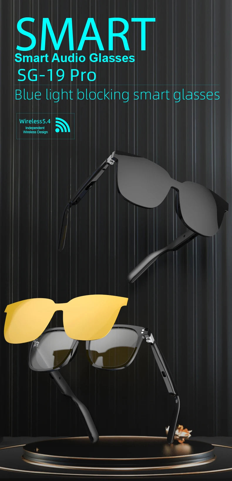 Bluetooth 5.4 Glasses Headsets Wireless Glasses Earphones Air Conduction Headphones Noise Reduction Earbuds Outdoor for Xiaomi