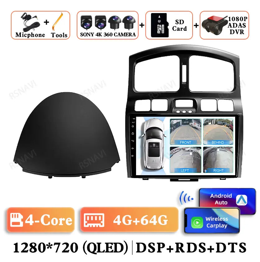 Android 15 For Hyundai Classic Santa Fe 2000-2004 JAC S1 (Rein) 2005-2015 Car Radio Qualcomm BT GPS Navigation QLED 5G WIFI AUTO