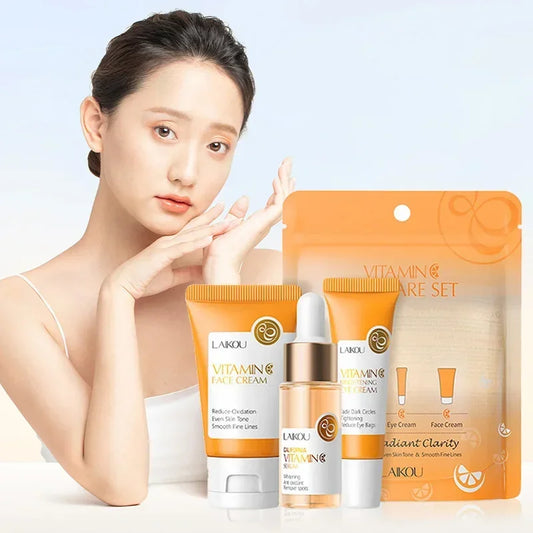 3pcs/set Vitamin C 24K Golden Sakura Skin Care Sets Face Cream Serum Eye Cream Moisturizing Anti Wrinkles Face Care Kit