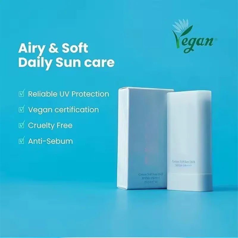 Korea Skin Care Tocobo Cotton Soft Sun Stick SPF 50+ Water Sense Essence Sunscreen Oil Control Refreshing Non-greasy Moisturise