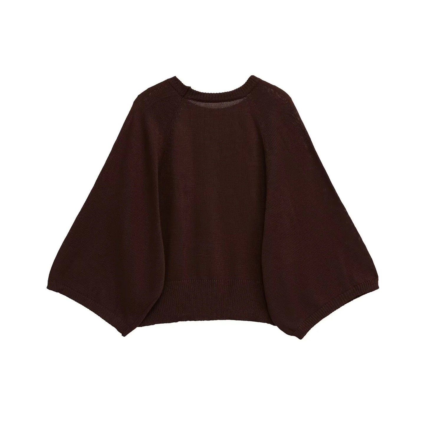 2025 New Women's Casual Fashion Trendy Round Neck Wide Sleeve Comfortable Knitted Sweater Top Yellow Blouse Daily Outlooks