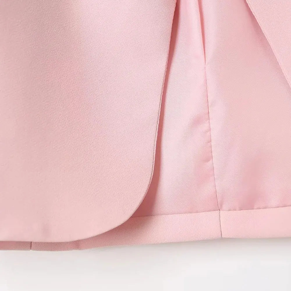 Women Fashion Office Wear Open Blazer Coat Vintage Long Pleated Sleeves Flap Pockets Female Outerwear Chic Tops